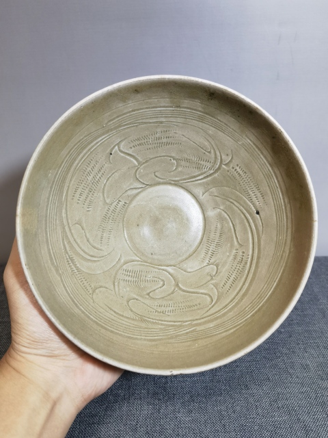 古玩陶瓷【刻花精美】北宋同安窯珠光青瓷刻花斗笠碗拍賣,當前價格0元