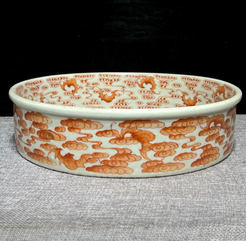 古玩陶瓷粉彩趕珠龍紋水洗拍賣，當前價格16000元