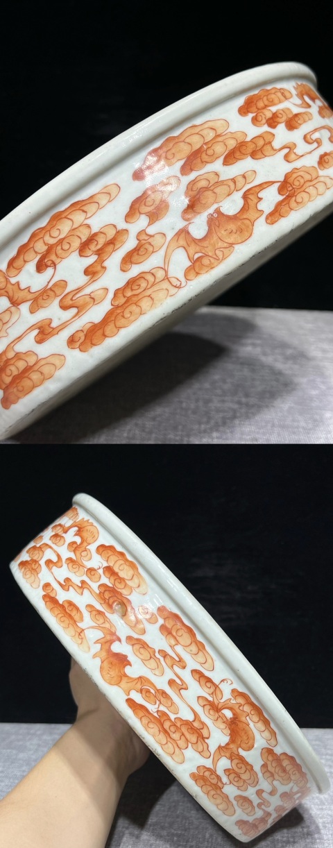 古玩陶瓷粉彩趕珠龍紋水洗拍賣，當前價格16000元