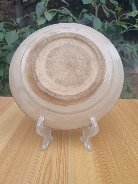 古玩陶瓷清晚期～磁州窯青花加彩花卉紋盤拍賣，當前價格128元