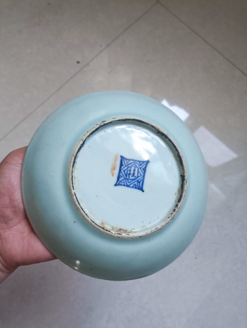 古玩陶瓷清中期豆青釉盤拍賣，當(dāng)前價(jià)格128元