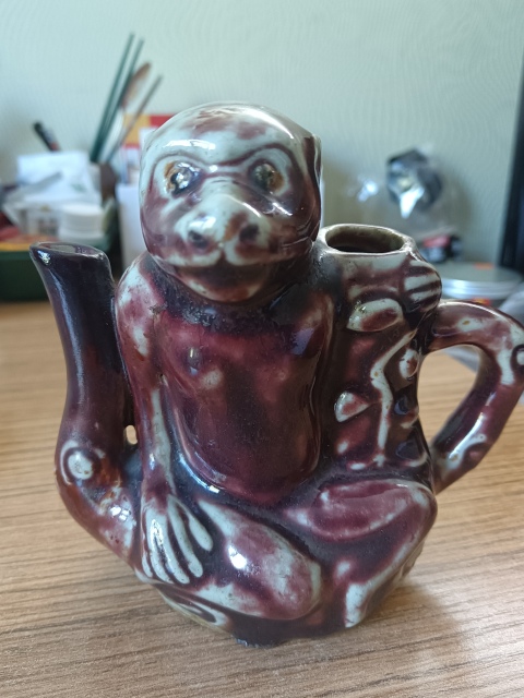 古玩陶瓷清晚.紅釉猴形壺.域鑒秋拍作品拍賣，當前價格2600元