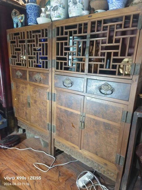 古玩雜項清·金絲楠木鑲影子木書柜一對拍賣,當前價格333333元