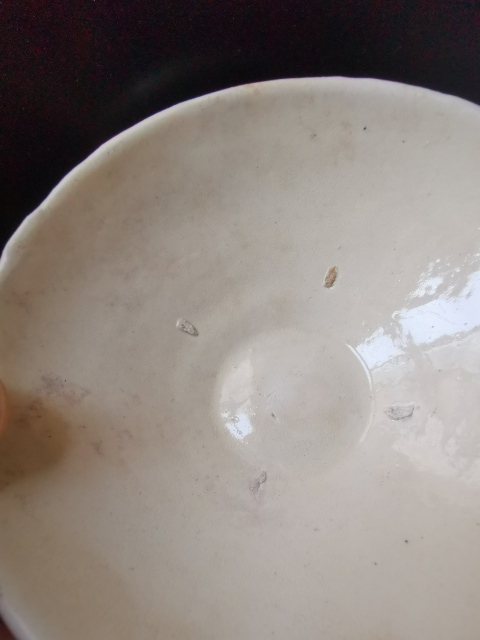 古玩陶瓷白釉茶碗，元代河南窯口，厚胎拍賣，當前價格1333元