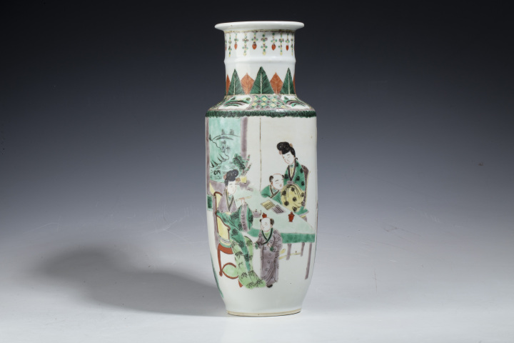古玩陶瓷晚清·五彩仕女教子圖棒槌瓶拍賣，當(dāng)前價格10000元