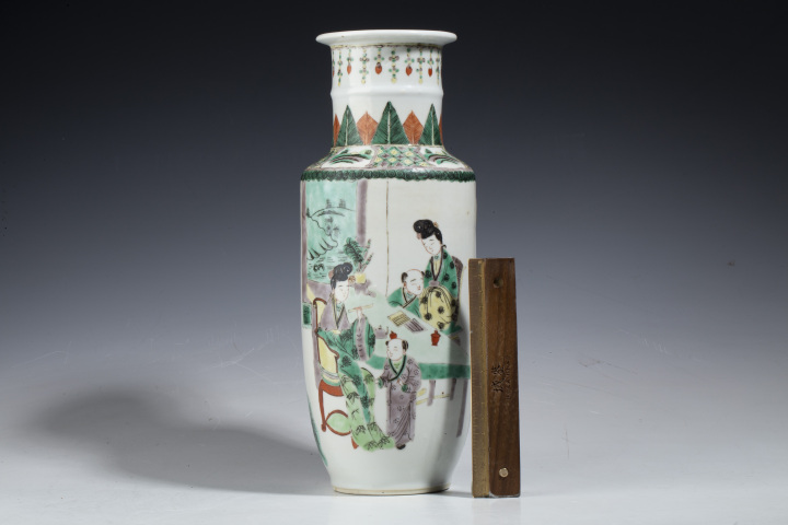 古玩陶瓷晚清·五彩仕女教子圖棒槌瓶拍賣，當(dāng)前價格10000元