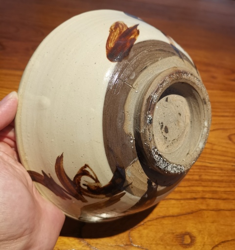 古玩陶瓷明白地黑花福壽紋大碗拍賣,當前價格450元