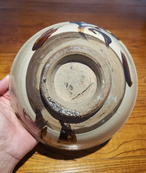 古玩陶瓷明白地黑花福壽紋大碗拍賣,當前價格450元