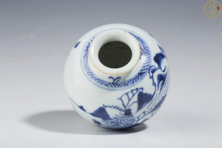 古玩陶瓷清乾隆·青花山水人物紋石榴尊拍賣，當前價格1200元