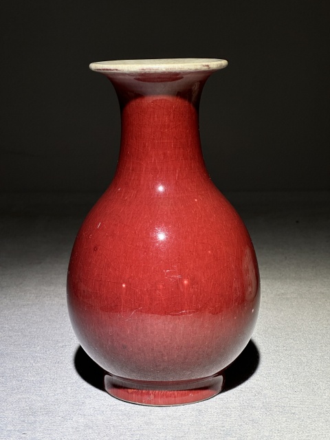 中国　缸豆紅釉　玉壺春瓶　V　R7329 中国 缸豆紅釉 玉壺春瓶 V R7329 - メルカリ