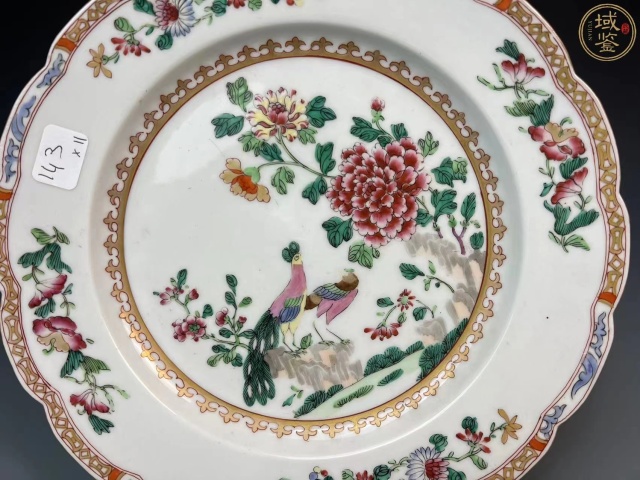 古玩陶瓷清晚期粉彩花鳥紋盤拍賣,當前價格3500元
