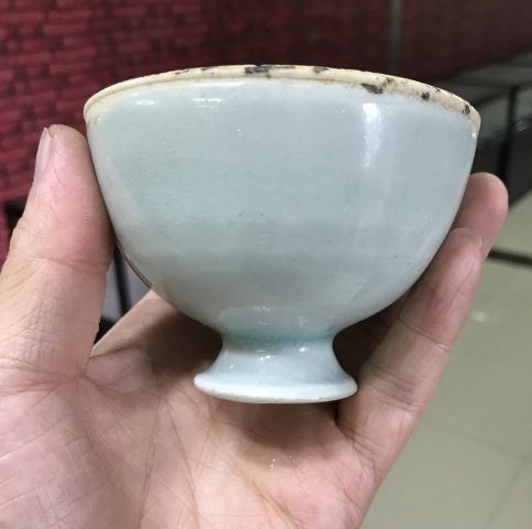古玩陶瓷湖田窯青白釉高足盞拍賣，當前價格2200元