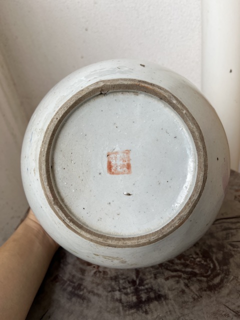 古玩陶瓷民國抗戰題材大雞圖彩繪西瓜罐拍賣,當前價格1288元
