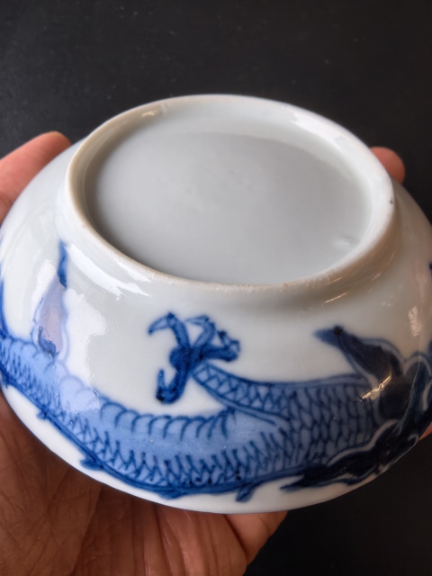 古玩陶瓷雍正青花過墻龍紋盤拍賣，當前價格6888元