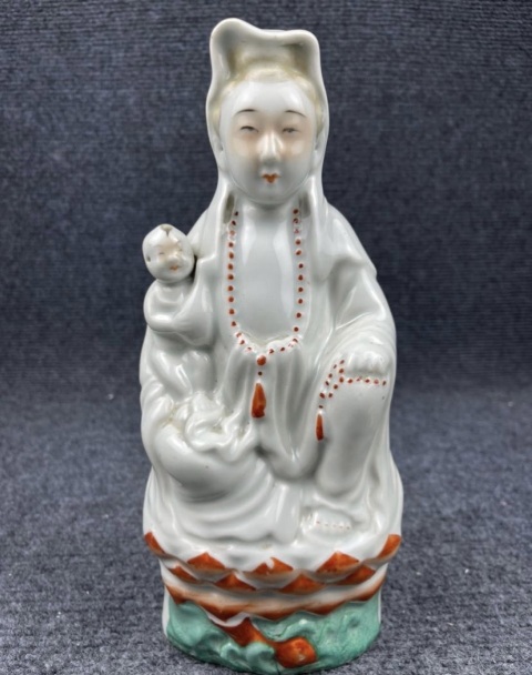 古玩陶瓷粉彩送子觀音拍賣,當前價格2500元