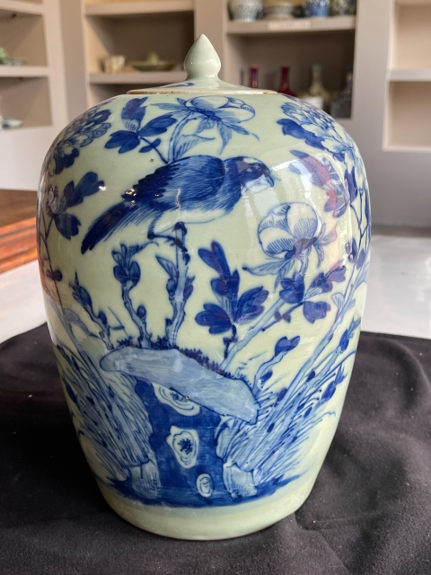 古玩陶瓷豆青釉青花冬瓜罐拍賣,當前價格4800元
