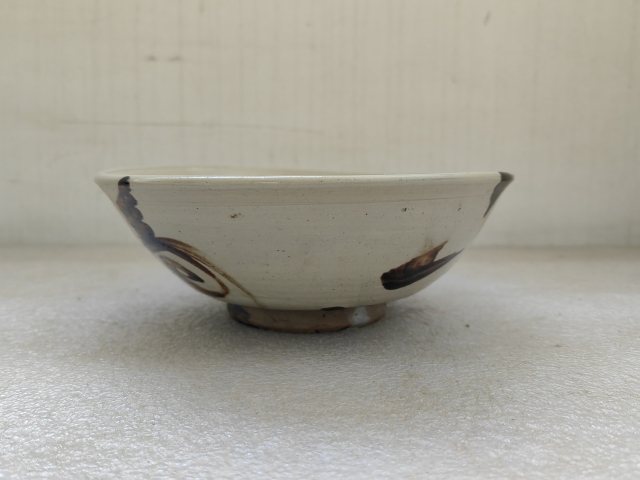 古玩陶瓷磁州窯白地黑花福壽紋碗拍賣,當前價格680元