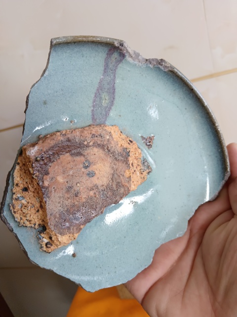 古玩陶瓷館藏級鈞窯天藍釉紫斑盤標本件拍賣,當前價格980元