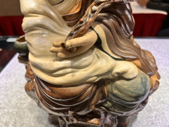 中国古美術 民国時期 粉彩如意觀音立像 陶器置物 曾龍升造款  置物 供養仏像 中国古美術 民国時期 粉彩如意觀音立像 陶器置物 曾龍升造款