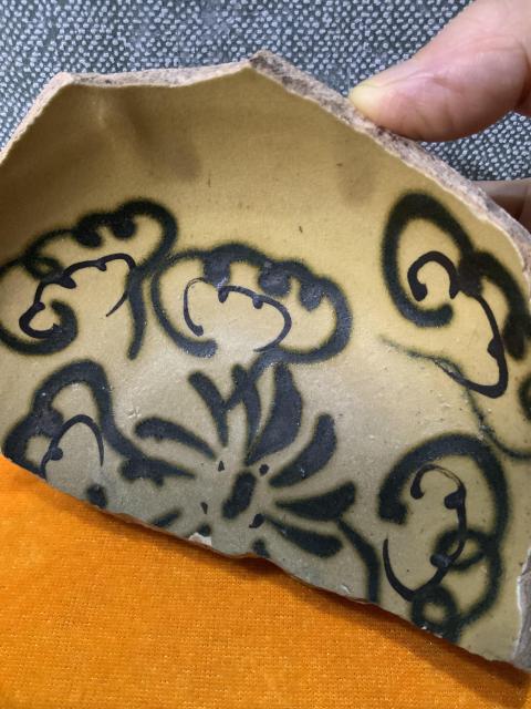 古玩陶瓷長沙窯青釉釉下彩繪花卉紋標本拍賣,當前價格0元