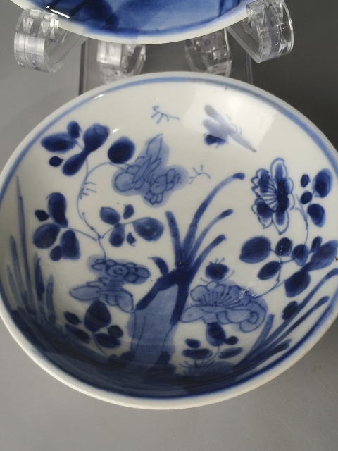 古玩陶瓷(精品賞碟)清·康熙·青花雙藍圈花押款·花蝶紋碟一對拍賣,當前價格1088元