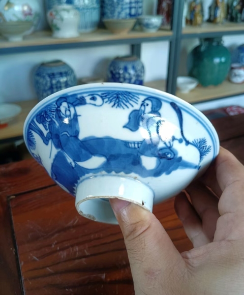 古玩陶瓷清晚期福祿壽三星青花碗拍賣,當(dāng)前價(jià)格288元