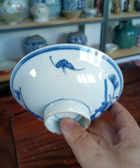 古玩陶瓷清晚期福祿壽三星青花碗拍賣,當(dāng)前價(jià)格288元