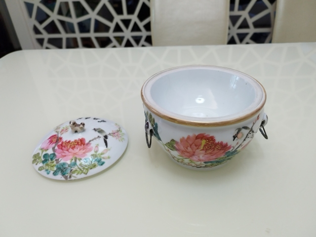 古玩陶瓷淺絳彩花鳥詩文溫鍋拍賣,當前價格6800元