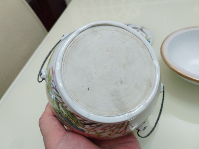古玩陶瓷淺絳彩花鳥詩文溫鍋拍賣,當前價格6800元