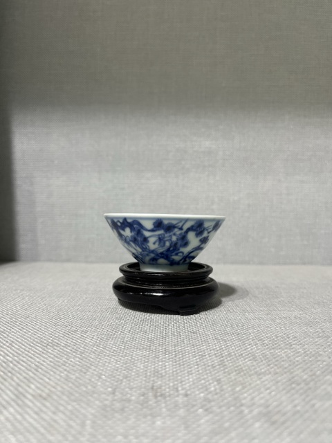 古玩陶瓷雍正青花歲寒三友松竹梅盞拍賣,當前價格5500元