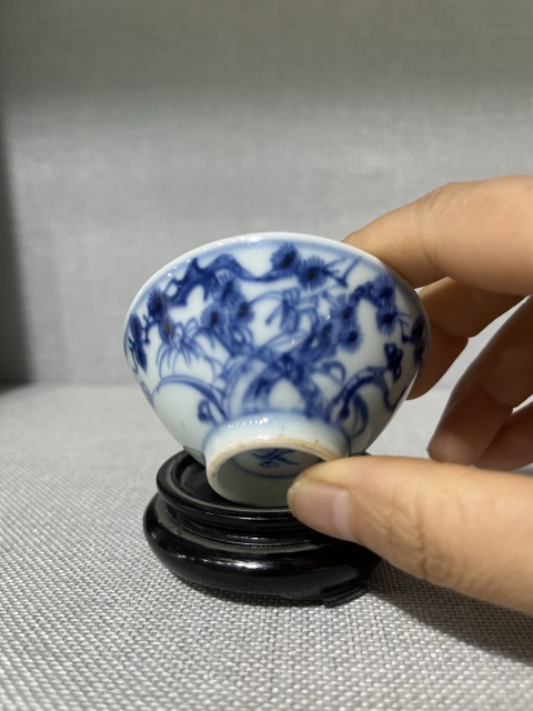 古玩陶瓷雍正青花歲寒三友松竹梅盞拍賣,當前價格5500元