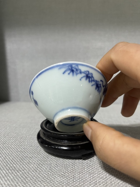 古玩陶瓷雍正青花歲寒三友松竹梅盞拍賣,當前價格5500元