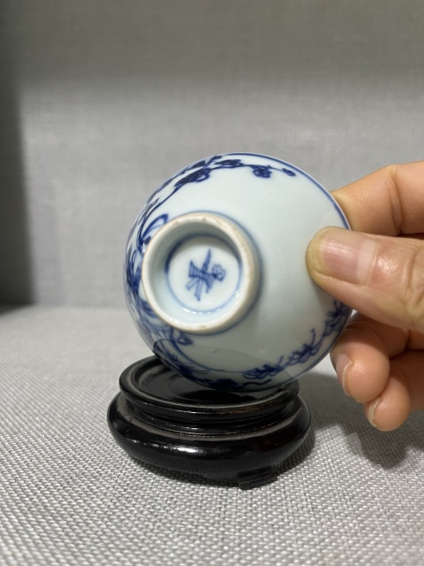 古玩陶瓷雍正青花歲寒三友松竹梅盞拍賣,當前價格5500元