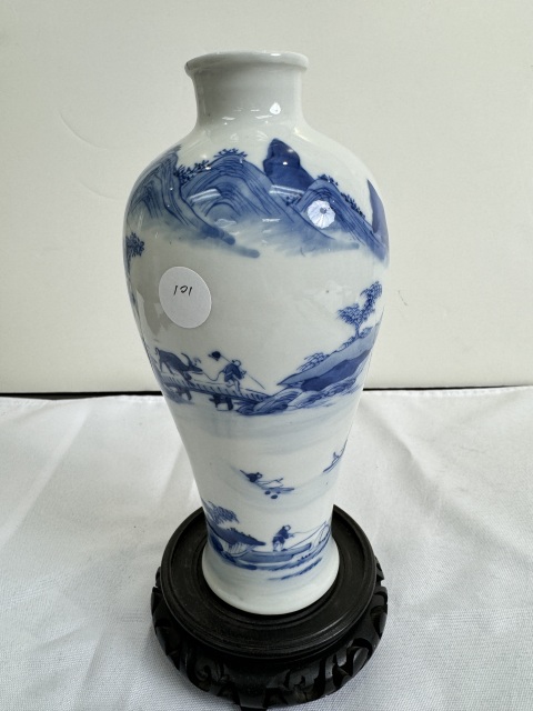 中国美術青花人物紋梅瓶 中国美術青花人物紋梅瓶 域鉴古玩】清青花山水人物纹梅
