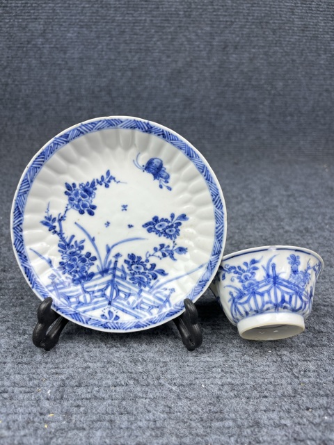 古玩陶瓷青花花卉紋杯碟套拍賣，當前價格1888元