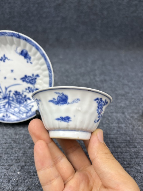 古玩陶瓷青花花卉紋杯碟套拍賣，當前價格1888元