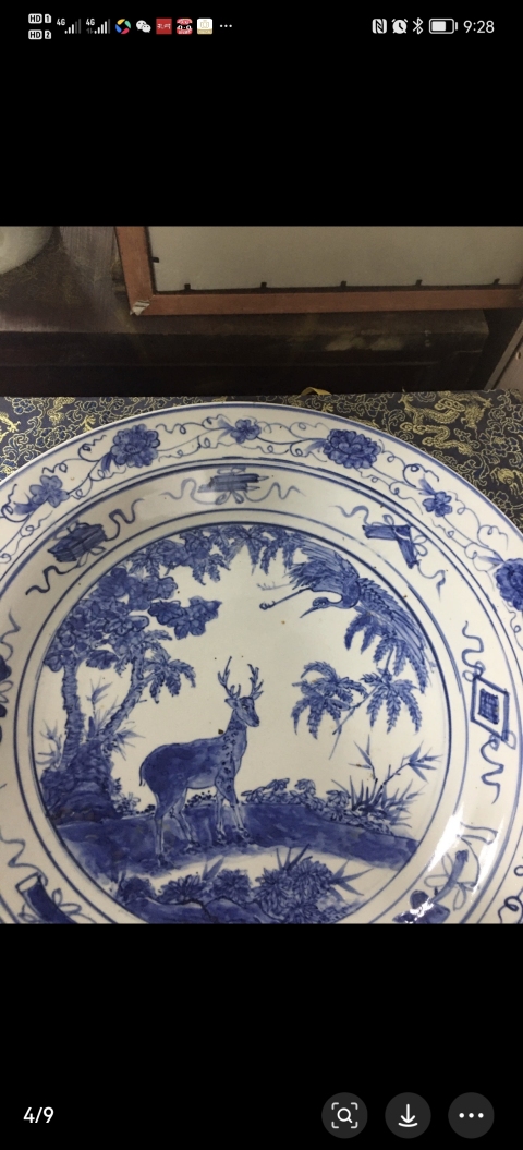 古玩陶瓷清中期鶴鹿同春德化大盤拍賣，當前價格15000元