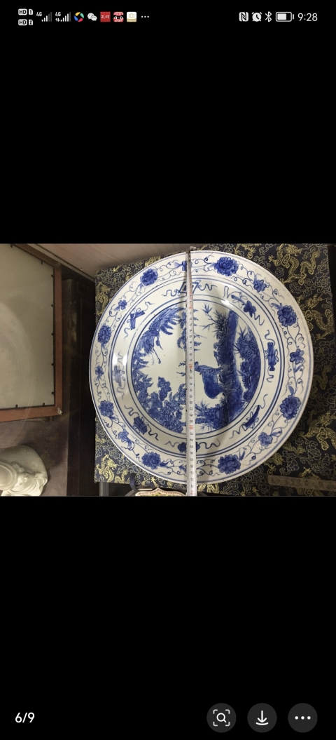 古玩陶瓷清中期鶴鹿同春德化大盤拍賣，當前價格15000元