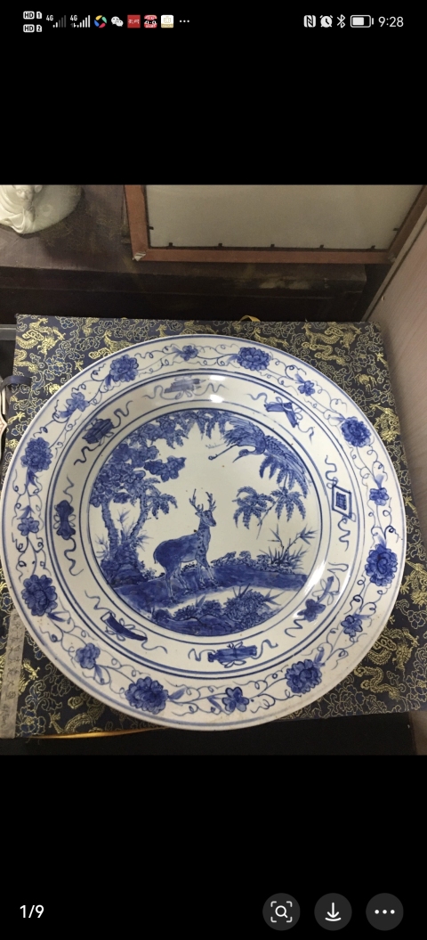古玩陶瓷清中期鶴鹿同春德化大盤拍賣，當前價格15000元