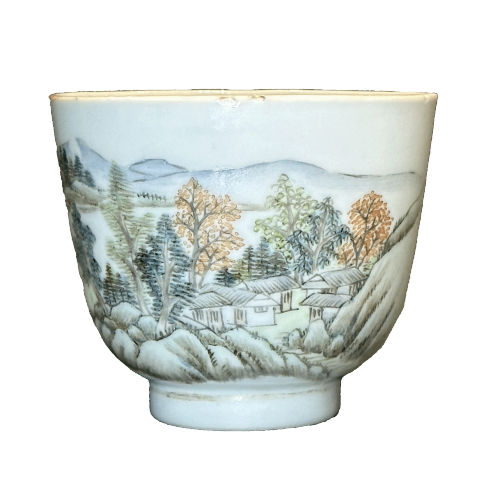 古玩陶瓷敖少泉款山水紋杯拍賣，當前價格2680元