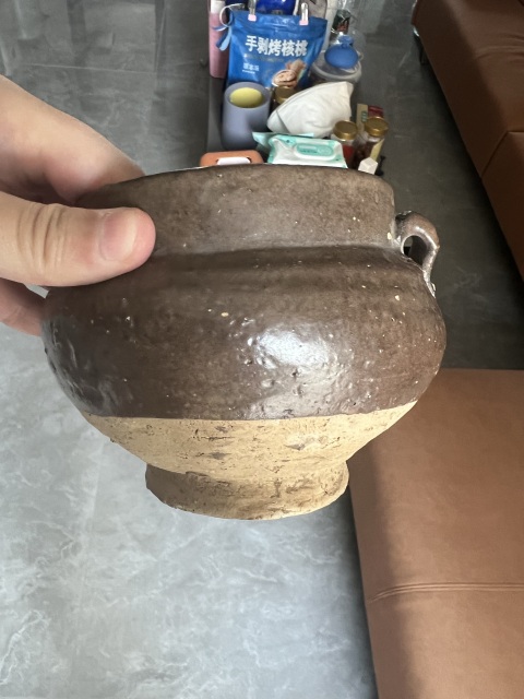 古玩陶瓷磁州窯褐釉雙系罐真品鑒賞圖