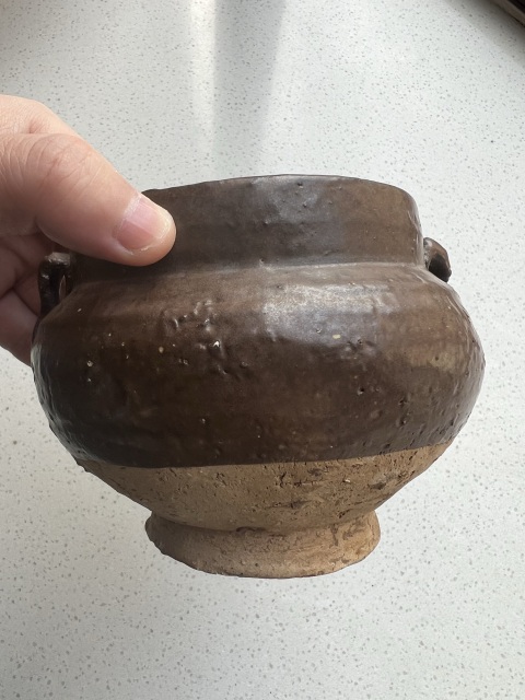 古玩陶瓷磁州窯褐釉雙系罐真品鑒賞圖