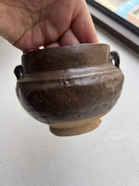 古玩陶瓷磁州窯褐釉雙系罐真品鑒賞圖