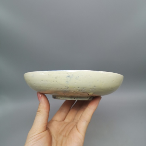 古玩陶瓷清末民初花卉紋青花盤拍賣，當(dāng)前價(jià)格220元