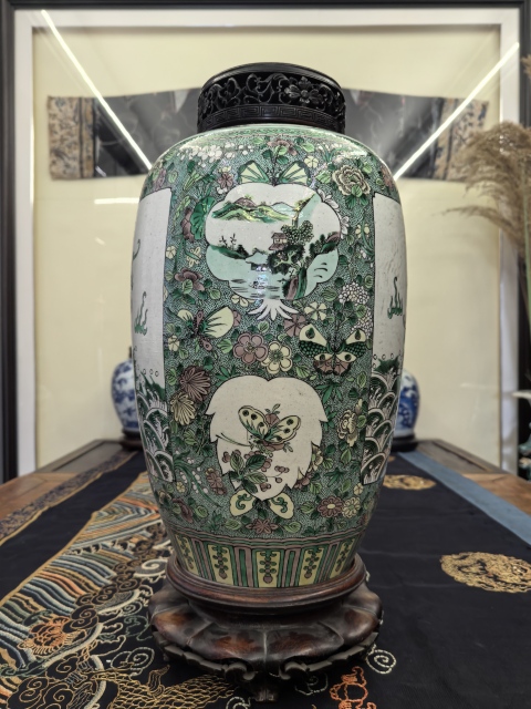 古玩陶瓷素三彩海水瑞獸蘿卜罐(36厘米大罐)拍賣,當前價格48888元