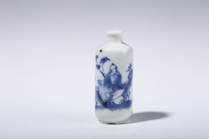 古玩陶瓷晚清·青花釉里紅竹林高士紋鼻煙壺真品鑒賞圖