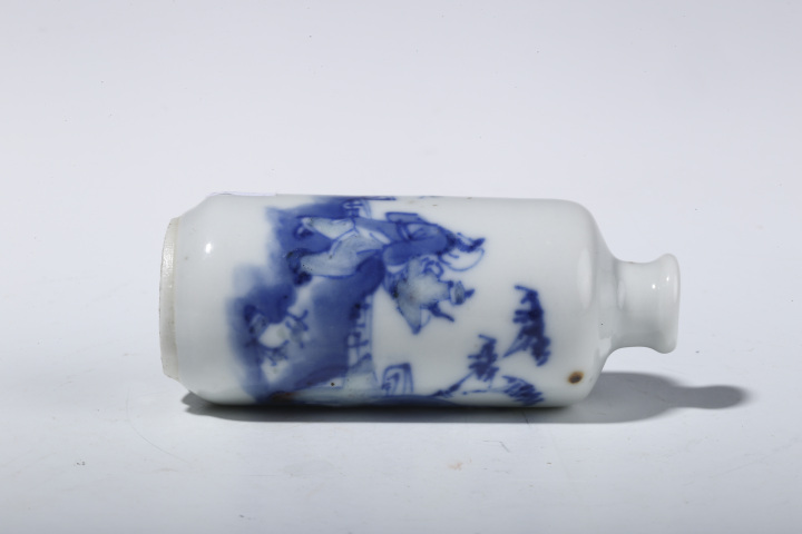 古玩陶瓷晚清·青花釉里紅竹林高士紋鼻煙壺真品鑒賞圖