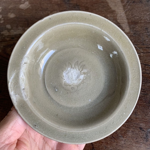 古玩陶瓷龍泉青瓷刻花洗拍賣，當前價格1元