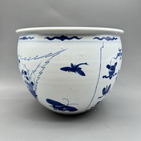 古玩陶瓷清康熙青花博古龍紋案缸拍賣，當前價格25899元