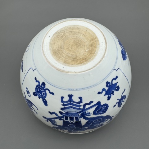 古玩陶瓷清康熙青花博古龍紋案缸拍賣，當前價格25899元